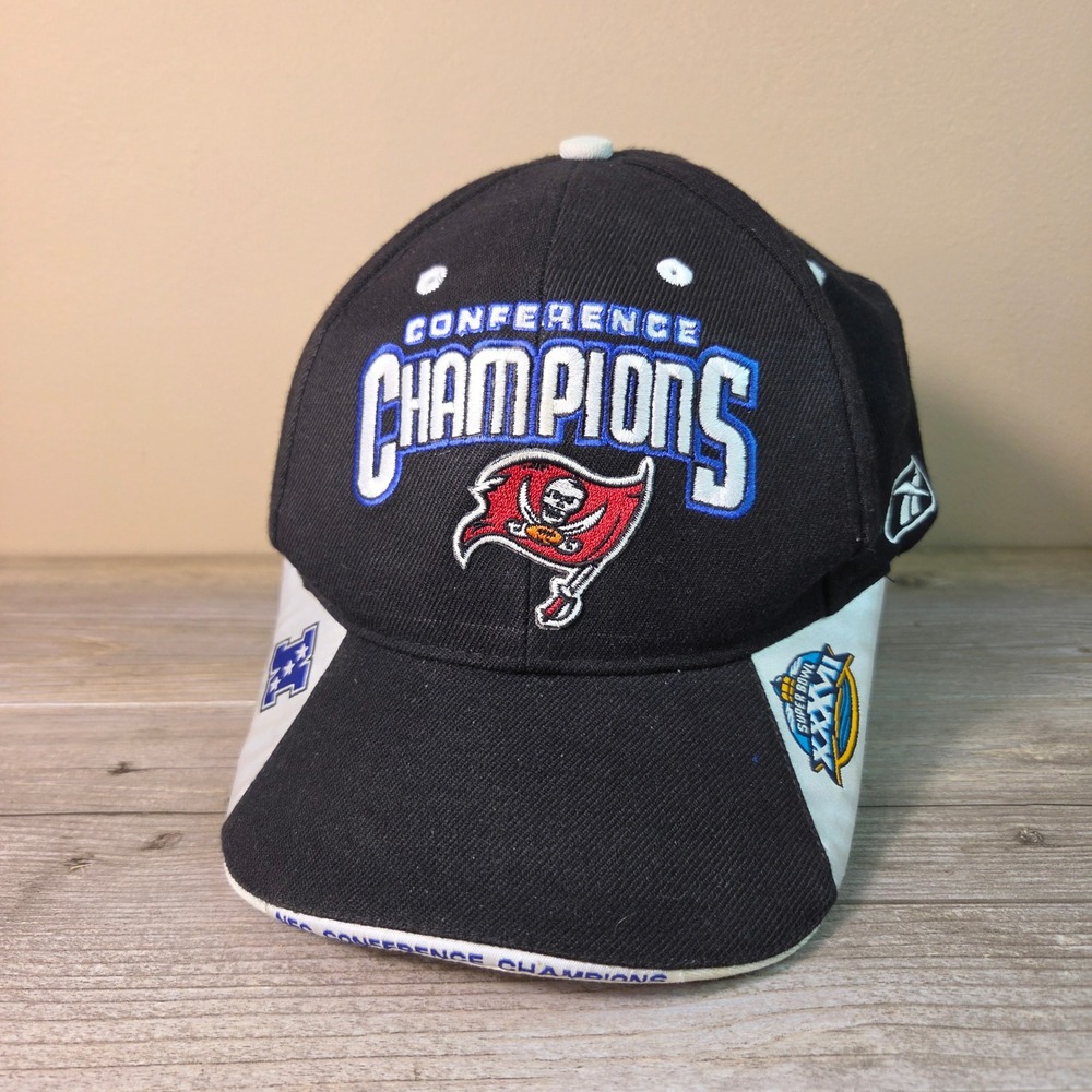 Tampa Bay Buccaneers Reebok Hat Super Bowl XXXVII NFC Champions Cap Mens Blk Vtg